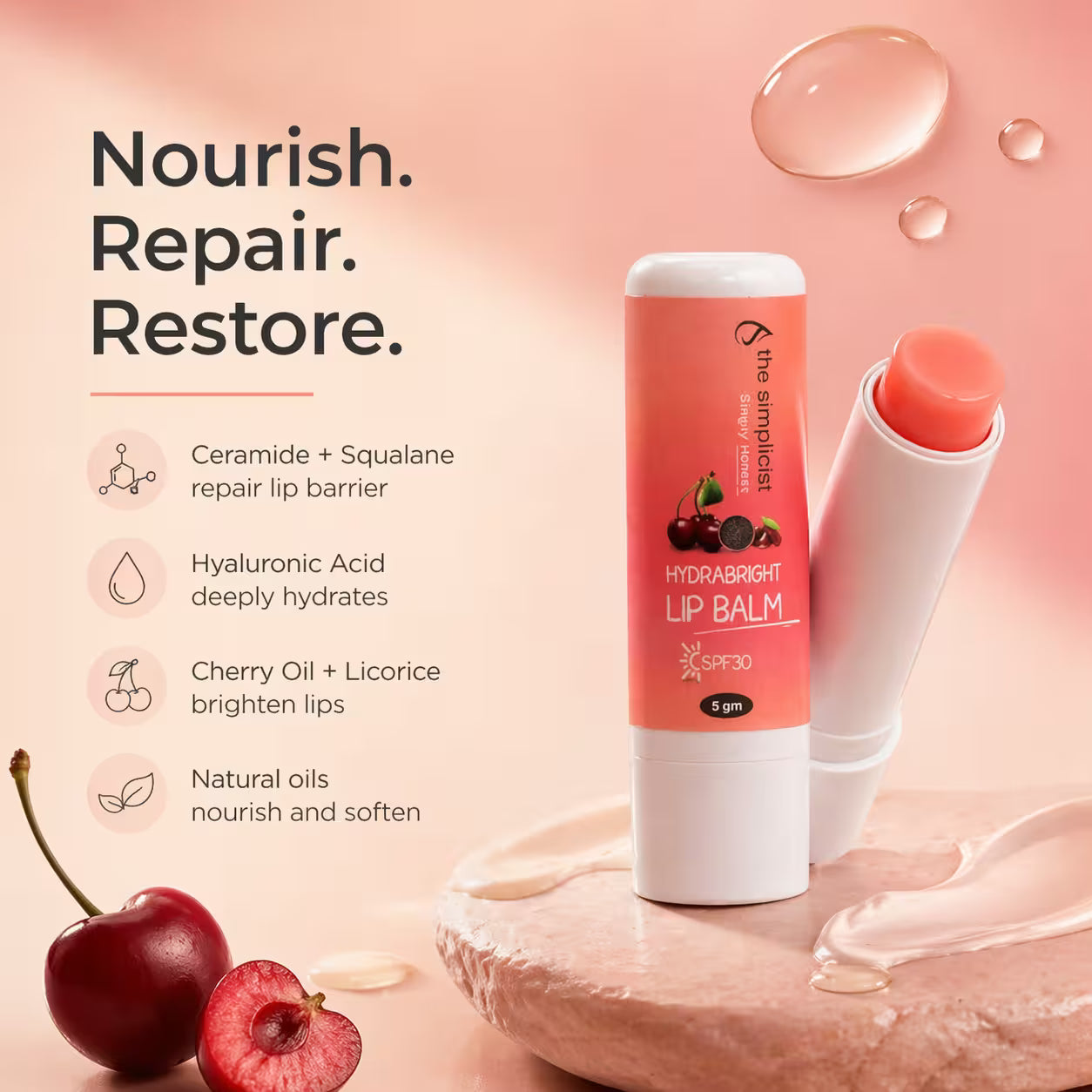 Lip balm for dry chapped lips that nourishes repairs and restores lip barrier