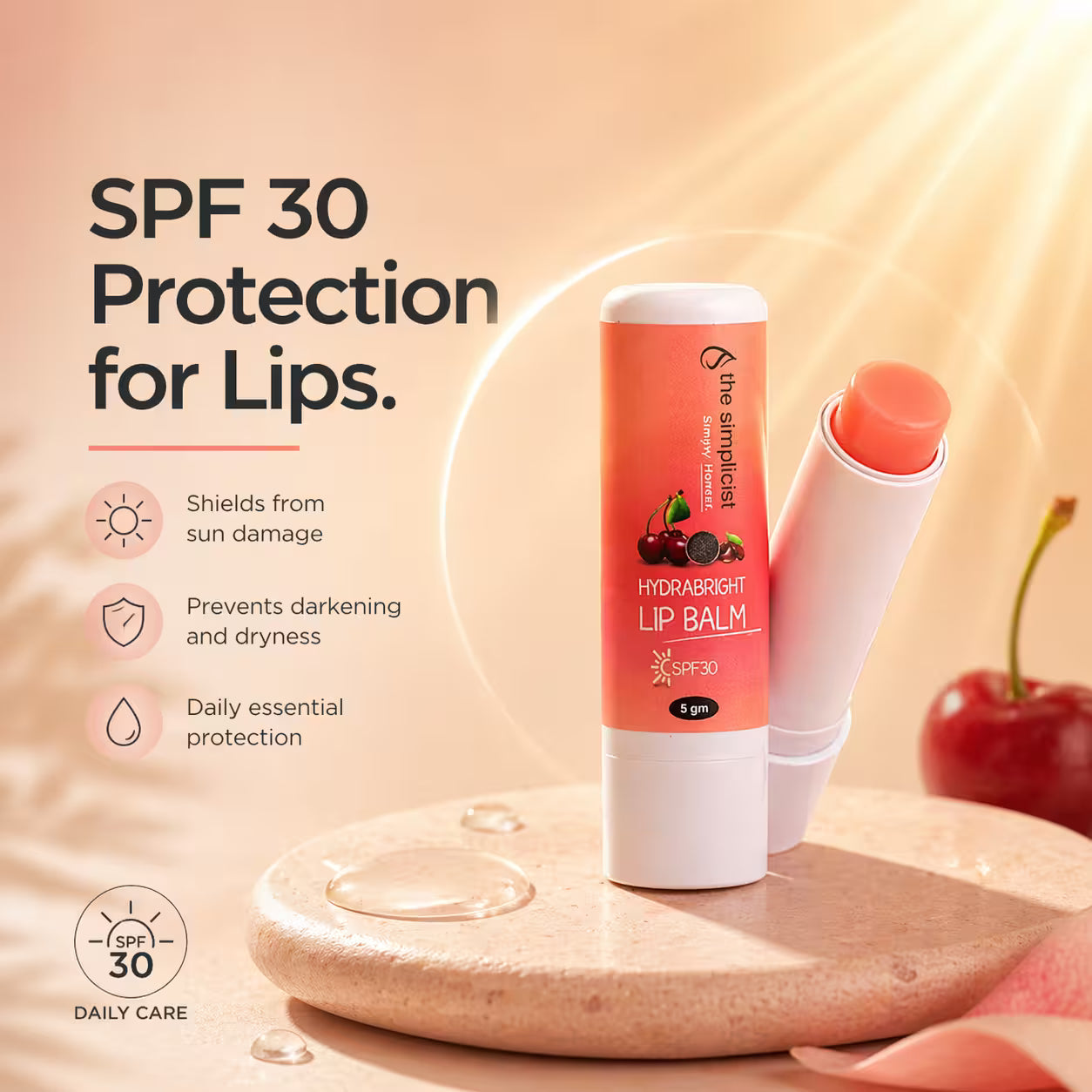 SPF 30 lip balm for sun protection prevents lip darkening and damage